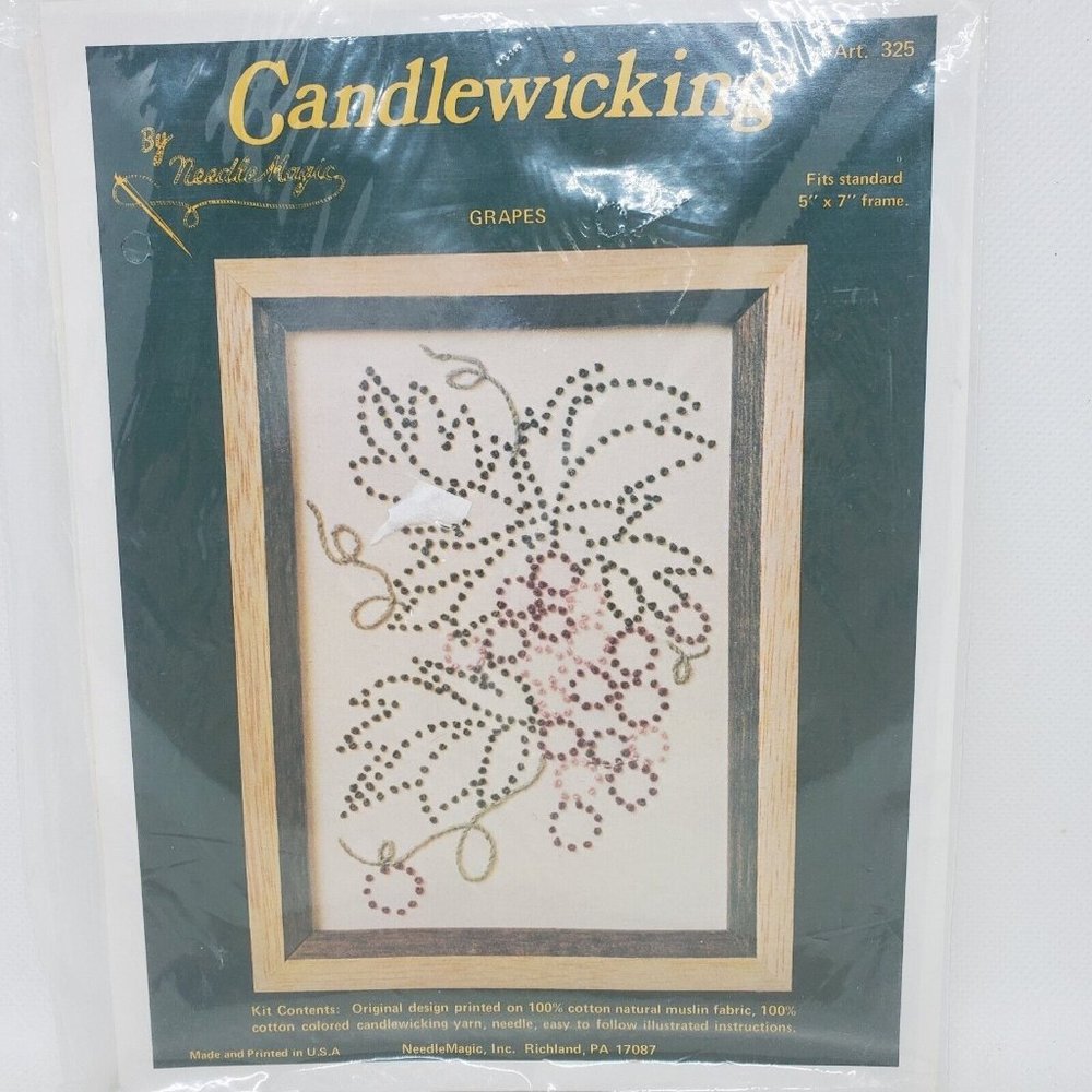 NeedleMagic Candlewicking Kit Grapes 325 Vintage 1970s Unopened NOS